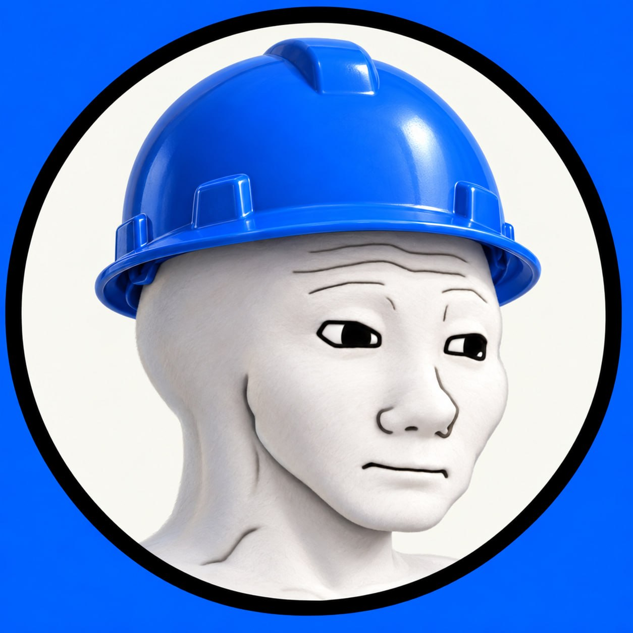 basejak character wearing a blue construction helmet